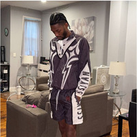 Ensemble de survêtement coupe-vent en nylon, veste et short, demi-zip, imprimé par sublimation, léger, deux pièces