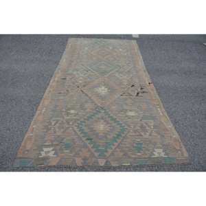 Tapis turc traditionnel Beige vert 4.8x 9.4ft fait à la main tapis de salon Design Aubusson rectangulaire pour chevet - Product Image 1