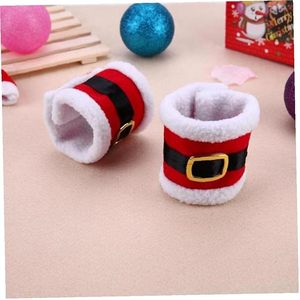 แหวนผ้าเช็ดปากทำด้วยผ้าขนสัตว์ตกแต่งด้วยที่คลุมซานตาคลอสสำหรับเทศกาลคริสต์มาสเพิ่มความทันสมัยให้กับโต๊ะอาหารของคุณ - Product Image 5