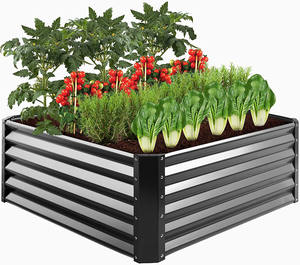 Grand bac à jardin surélevé en acier métallique pour l'extérieur, carré, capacité personnalisée, jardinière haute, légumes, fleurs, herbes, décoration intérieure - Product Image 4