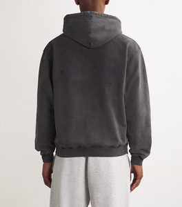 Pull-over noir unisexe à capuche en molleton, vêtements d'hiver décontractés, haut chaud à capuche à manches longues avec poche réglable - Product Image 4