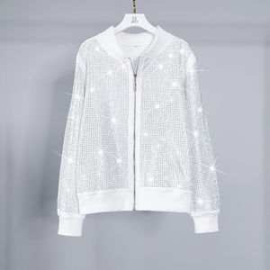 ชุดกีฬาพลอยเทียมมีซิปสำหรับผู้หญิงชุดวอร์ม2ชิ้นสำหรับวิ่งวิ่งออกกำลังกายโลโก้ตามสั่ง - Product Image 3