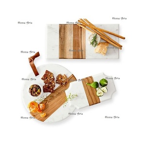 Tabla de cortar de queso de madera y mármol hecha a mano, tabla de queso de forma redonda de diseñador para accesorios de cocina - Product Image 6