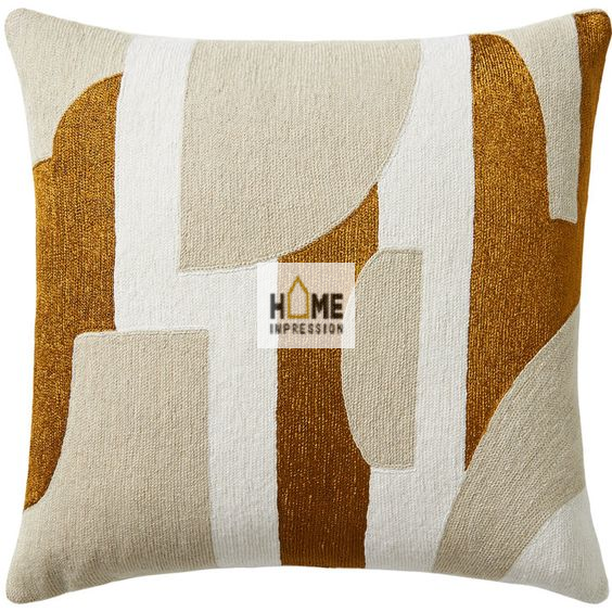 Brown and White Color Sheading for Cushion Cotton Material Luxury Beaded Home Decorating Cushion Pillows Throw Pillows