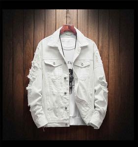 Derniers modèles de vestes en jean pour hommes Vestes en jean couleur claire à manches longues avec logo personnalisé - Product Image 5