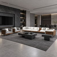 Canapé modulaire en forme de U de luxe moderne avec tables d'appoint, meubles sur mesure pour salon de villa