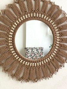 Miroir mural durable en macramé, finition naturelle décorative à la mode, design créatif, décoration d'intérieur - Product Image 2