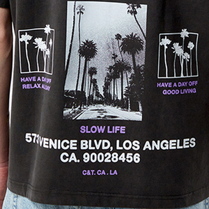 Prix usine T-shirts lourds de haute qualité Vintage imprimé à manches courtes T-shirts pour hommes - Product Image 6