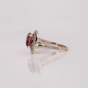Custom Pink <b>Cushion</b> Cut Lab Grown Diamond Double Halo 14KT Solid Gold Jewelry Latest Design Bling Engagement Ring for Girl - Product Image 5