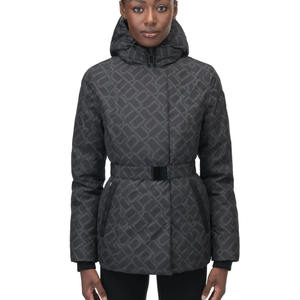 Monogramme foncé de qualité supérieure pour femmes Logo personnalisé Veste d'hiver matelassée à capuche respirante tricotée avec chapeau détachable - Product Image 1