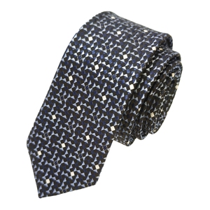 Cravate mode slim tissée jacquard triangle bleu marine - Product Image 2