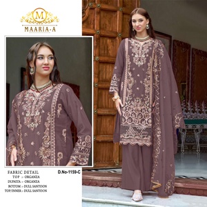 Trajes de Salwar de Organza pesada étnica de Pakistán indio de calidad superior, trabajo cortado a mano con bordado Dupatta, suministro de fábrica al por mayor - Product Image 3