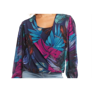 Top drappeggiato Karen Kane con chiffon stampato multicolore - Product Image 5