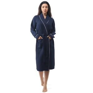 Peignoir éponge taille XL unisexe tissu tricoté gaufré avec impression unie Peignoir spa unisexe pour la maison saison d'automne fabriqué en Turquie - Product Image 4