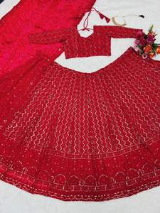 Venta caliente diseñador indio Lehenga Choli Dupatta Georgette traje de trabajo de lentejuelas para adultos alta moda fiesta de boda de longitud larga - Product Image 4