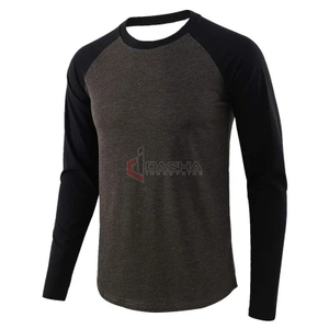 Ropa deportiva de manga larga con cuello redondo de punto de fibra de bambú/algodón suelto para hombre al por mayor 2025 camisetas con impresión de logotipo personalizado - Product Image 5