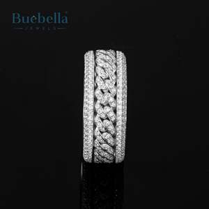 Anillo de enlace cubano de moissanita Micro pavimentado de Plata de Ley 925 Original para hombres para bodas y fiestas, joyería de gran oferta - Product Image 3