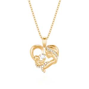 Collier Cœur en Zircon Plaqué Rhodium et Or Jeulia, Chaîne Tendance pour Maman et Bébé - Product Image 1