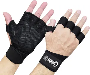 新型通风举重手套，内置腕带，全手掌保护和额外抓地力。非常适合引体向上