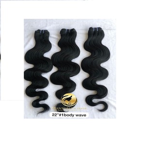 Venta al por mayor 100% de calidad superior 22 ''extensiones de onda del cuerpo Virgen del templo indio de un solo donante Color de cabello indio #1 vendedores - Product Image 1