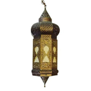 Handmade Moroccan Style Hanging Brass <b>Lantern</b> Gold Finish Metal <b>Candle</b> <b>Holder</b> For Home Decor Wedding & Event Lighting Fixture - Product Image 2