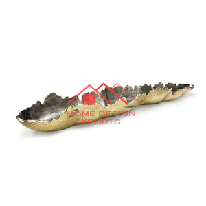 Bol de service en métal décoratif de luxe pour la maison bol de fruits enduit noir avec support fini doré - Product Image 2
