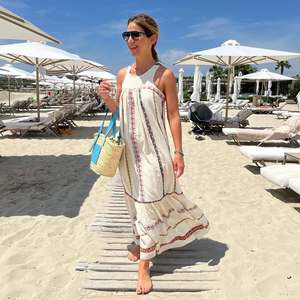 Venta al por mayor de las mujeres modestas Maxi vestido blanco vestido bohemio Vintage hecho a mano noche verano playa desgaste vacaciones Festival vestido - Product Image 1