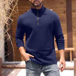 Sudadera Moderna de Corte Regular con Cierre de Cremallera de Cuarto, Cuello Alto, Sudadera de Algodón Combinado con Cierre, Prenda Exterior de Moda - Product Image 6