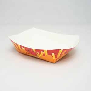 Caja de Papel para Alimentos con Recubrimiento UV Impresa a Cuatro Colores Personalizada, Bandeja Desechable Plegable para Empacar Snacks, Hamburguesas y Papas Fritas para Llevar - Product Image 1