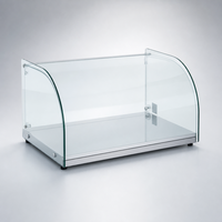 Vitrine de comptoir de boulangerie avec couvercle en verre incurvé, présentoir à gâteaux et desserts, cadre en métal thermolaqué, stand de vente au détail