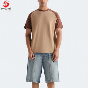 Custom <b>Men's</b> <b>Raglan</b> Sleeve <b>T</b>-<b>Shirt</b> 100% Cotton Crew Neck Plain Blank Casual Eco-Friendly Breathable OEM ODM Oversized Streetwear - Product Image 4