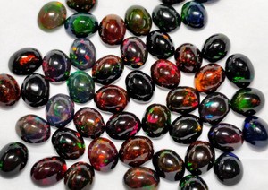 5X3MM สีดำขนาดใหญ่โอปอลอัญมณีผิวเรียบขนาดใหญ่ทำด้วยมือเครื่องประดับได้รับการรับรองว่าเป็นอัญมณีหลวมสีดำโอปอล