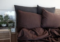 Parure de lit anti-bactérienne 100 % coton 300 fils, marron foncé, avec taies d'oreiller offertes, boutons en noix de coco, pour hôtel et maison (tailles Twin/Full/Queen/King)