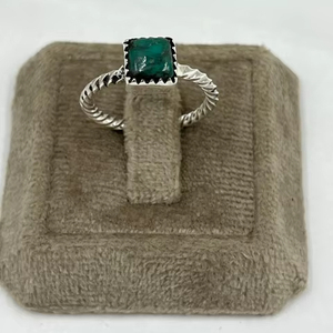 Anillo de plata de ley turquesa con forma de piedra preciosa cuadrada anillo de plata hecho a mano de Jaipur Boho Vintage turquesa joyería para mujer - Product Image 1