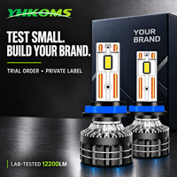 Ampoules de phares LED pour voiture YHKOMS, logo personnalisé d'usine, V22 130W 12200LM, double tube en cuivre, H1 H4 H7 H11 9005 9012, vente en gros