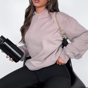 Sweat-shirts à épaules tombantes surdimensionnés pour femmes, prix de gros bon marché, matière respirante, impression de logo personnalisée - Product Image 2