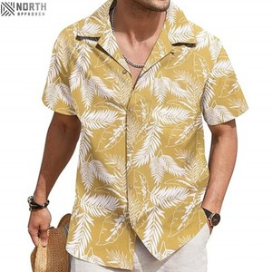 <b>Men's</b> Floral <b>Shirts</b> Cotton Linen Button Down Tropical Holiday Beach <b>Shirts</b> Short Sleeve Button Down <b>Party</b> <b>Shirt</b> 280gsm - Product Image 5