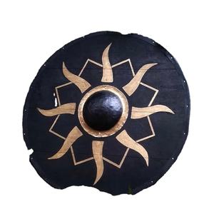 Escudo Vikingo JEXMOO Hecho a Mano de 24 Pulgadas, de Madera y Acero con Alto Contenido de Carbono, Diseño de Copa Central, con Soporte Compatible y Personalizable - Product Image 1