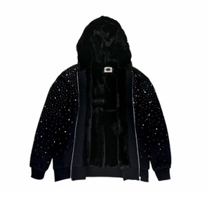 Zipper All Over Rhinestone Streetwear Hoodies Custom Bling Crystal Full Rhinestone Zip Up Sweatshirt Oversized OEM Manufacturer - Product Image 1