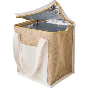 Borsa Termica Personalizzata Raveena in Juta per Conservazione Alimenti e Accessori - Product Image 1