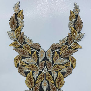 Cuello de cuello bordado brillante con secuencia brillante hecha de red para vestidos de uso indio Blusas Sarees Kurtis Patches - Product Image 1