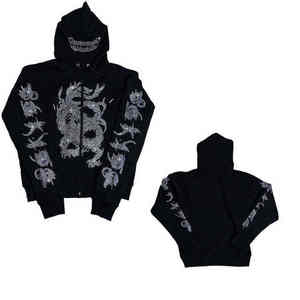 Streetwear de haute qualité Sweat à capuche avec fermeture éclair complète en strass Logo personnalisé Sweat à capuche épais pour hommes - Product Image 5