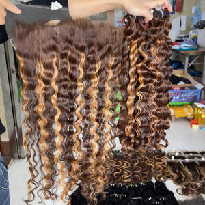 Highlight Color Cheveux bruts bouclés birmans 100% Extensions de cheveux humains vietnamiens - Product Image 1