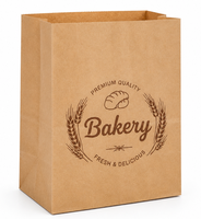 Sac en papier kraft brun imprimé sur mesure avec logo, fond carré, sac en papier SOS de qualité alimentaire pour l'emballage du pain de boulangerie
