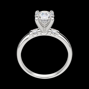 Anillo de compromiso redondo y corte princesa de tres piedras para mujer - Product Image 4