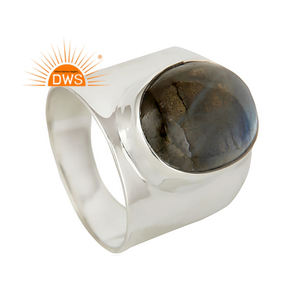 Nouvellement conception 925 en argent sterling naturel Labradorite pierres précieuses déclaration anneau personnalisé bijoux fabricant - Product Image 1