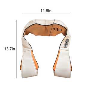 Masseur électrique pour le cou et les épaules beige avec chaleur apaisante, massage 3D par pétrissage, coussin de massage pour voiture, bureau, maison, soulagement de la douleur - Product Image 4