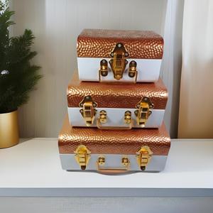 Direct Factory Decor Impex Boîte de coffre en métal polyvalente de haute qualité Ensemble de 3 conteneurs de stockage Outils de bijoux Usage domestique - Product Image 1