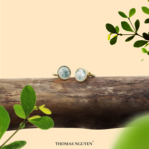 Accesorios de Vietnam, Gemelos Chapados en Oro de 18K para Hombre con Piedra Preciosa Fengshui Jadeíta MSDAXL005 |   Colección Tinh Vu - Product Image 3