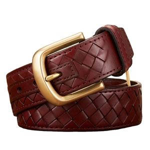 เข็มขัดหรูผู้หญิงเอวกว้าง3.3ซม. สำหรับชุดเดรสและกางเกงยีนส์สไตล์วินเทจพร้อมหัวเข็มขัดสีทอง - Product Image 2